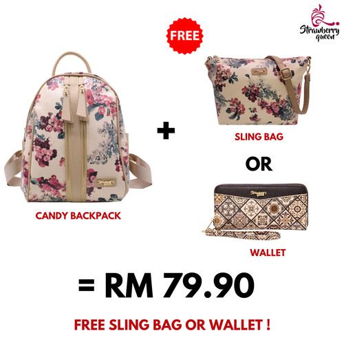 CANDY BACKPACK - FLORAL E, BEIGE